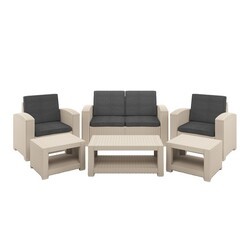 CORLIVING PLF-11-Z1 ALL-WEATHER CONVERSATION SET WITH CUSHIONS, 6 PIECES