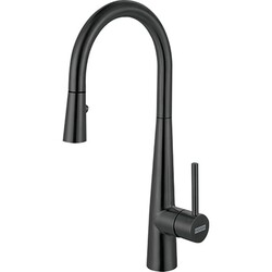 FRANKE FFP3425BSS STEEL 16 3/4 INCH PREP ARC SPOUT FAUCET - BLACK STAINLESS