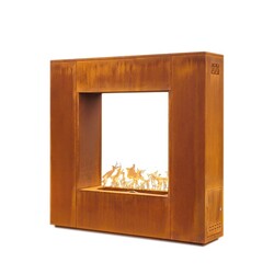THE OUTDOOR PLUS TFL-WILL72PCSC WILLIAMS 72 INCH POWDER COATED METAL OUTDOOR FIREPLACE WITH SCUPPER - MATCH LIT