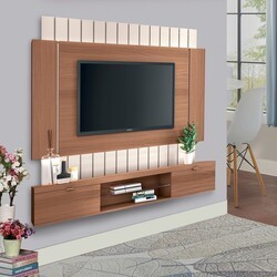 THE URBAN PORT UPT-225284 70 7/8 INCH WALL MOUNTED ENTERTAINMENT TV MEDIA CONSOLE UNIT WITH SHELVES - WHITE