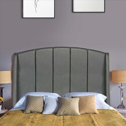 THE URBAN PORT UPT-262087 65 INCH QUEEN BED WITH FABRIC UPHOLSTERY AND TUFTED ARCHED HEADBOARD - CHARCOAL GRAY