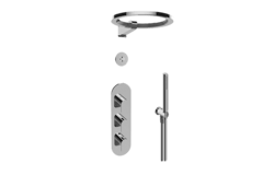 GRAFF GL3.029WT-LM42E0 SENTO THERMOSTATIC SET WITH AMETIS RING, HANDSHOWER AND DIVERTER VALVE (ROUGH AND TRIM)