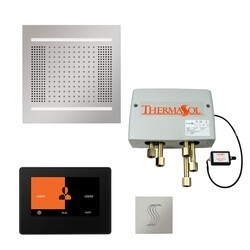 THERMASOL TWPH147S THERMATOUCH 14 INCH HYDROVIVE SQUARE RAINHEAD WITH DIGITAL SHOWER VALVE AND STEAM HEAD