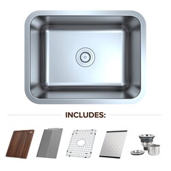 BELLA ULTRA BE-ULTRA16-123 COSTA 23 1/8 INCH 16 GAUGE STAINLESS STEEL KITCHEN SINK - BRUSHED SATIN