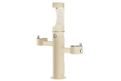 ELKAY LK4430BF1U TUBULAR AND EZH2O 48 INCH OUTDOOR TRI-LEVEL PEDESTAL FOUNTAIN AND UPPER BOTTLE FILLING STATION
