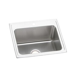 ELKAY DLR2521100 LUSTERTONE CLASSIC 25 INCH SINGLE BOWL DROP-IN STAINLESS STEEL KITCHEN SINK - LUSTROUS SATIN
