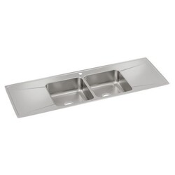 ELKAY ILR6622DD0 LUSTERTONE CLASSIC 66 INCH EQUAL DOUBLE BOWL DROP-IN STAINLESS STEEL KITCHEN SINK WITH DRAINBOARD - LUSTROUS SATIN