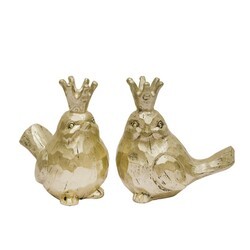 SAGEBROOK HOME 12457-02 BIRDS WITH CROWNS, SET OF 2 - GOLD