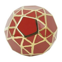 SAGEBROOK HOME 13035-18 CERAMIC ORB - WHITE AND RED