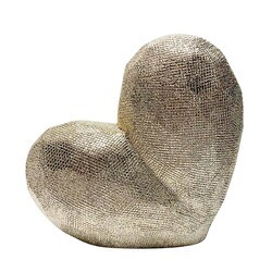 SAGEBROOK HOME 13216-08 SCRATCHED HEART DECO, CHAMPAGNE - GOLD
