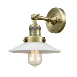 INNOVATIONS LIGHTING 203-G1 FRANKLIN RESTORATION HALOPHANE 4 1/2 INCH ONE LIGHT UP OR DOWN WHITE GLASS WALL SCONCE