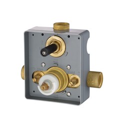 ISENBERG TVL.2700 UNIVERSAL FIXTURES 3/4 INCH THERMOSTATIC VALVE WITH 2-WAY DIVERTER AND INTEGRATED VOLUME CONTROL IN ROUGH BRASS