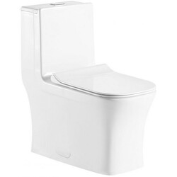RATEL T44021 26 3/4 INCH ONE PIECE SQUARE TOILET WITH SOFT CLOSING SEAT AND DUAL FLUSH - WHITE GLOSS FINISH