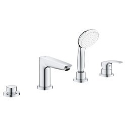 GROHE 252453 EUROSMART 9 1/2 INCH DECK MOUNTED DUAL HANDLE ROMAN TUB FAUCET WITH 1.75 GPM HAND SHOWER