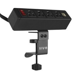 VIVO DESK-AC120V CLAMP-ON POWER STRIP - BLACK