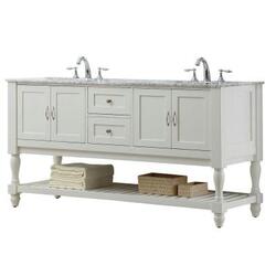 DIRECT VANITY SINK 6070D10-WWC MISSION TURNLEG 70 INCH WHITE VANITY WITH CARRARA WHITE TOP