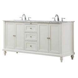 DIRECT VANITY SINK 6070D9-WTC CLASSIC 70 INCH PEARL WHITE DOUBLE VANITY WITH WHITE CARRARA MARBLE TOP