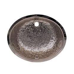 WHITEHAUS WH920ABB DECORATIVE OVAL HAMMERED TEXTURED UNDERMOUNT BASIN WITH OVERFLOW AND REAR CENTER DRAIN