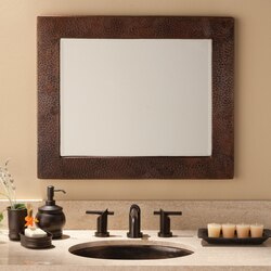 NATIVE TRAILS CPM65 SEDONA 30 X 36 INCH RECTANGLE HAND HAMMERED COPPER MIRROR, ANTIQUE FINISH