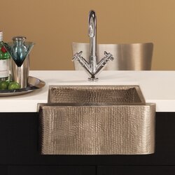 NATIVE TRAILS CPS13 CABANA 18 INCH HAND HAMMERED RECTANGULAR UNDERMOUNT COPPER APRON FRONT BAR/PREP SINK