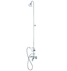 CHEVIOT 5160 UNIVERSAL CROSS HANDLES BATHTUB FILLER AND OVERHEAD SHOWER COMBINATION WITH HAND SHOWER