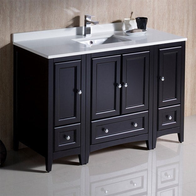 FRESCA FCB20-122412ES-CWH-U OXFORD 48 INCH ESPRESSO TRADITIONAL BATHROOM CABINETS WITH TOP AND SINK