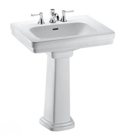 TOTO LPT530.4N PROMENADE 27-1/2 X 22-1/4 INCH PEDESTAL LAVATORY WITH 4 INCH FAUCET CENTERS
