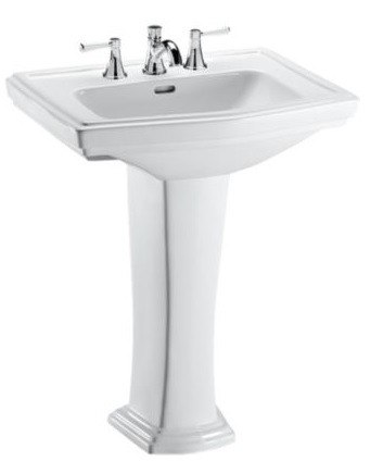 TOTO LPT780.8 CLAYTON 27 INCH PEDESTAL LAVATORY WITH 8 INCH FAUCET CENTERS