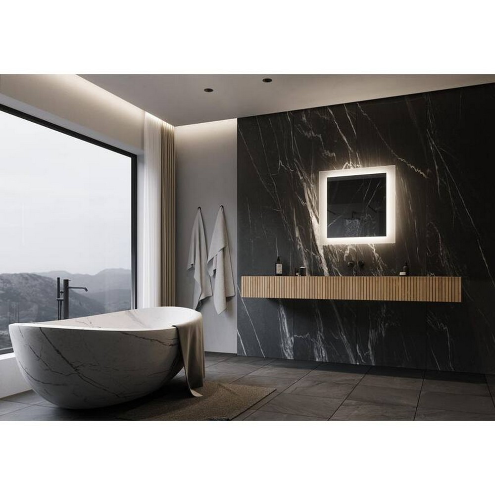 PARIS MIRROR BSALV36366000 SERENE 36 W X 36 H INCH NON DIMMABLE RECTANGLE BACKLIT LED BATHROOM MIRROR WITH EXTENDED FROSTING