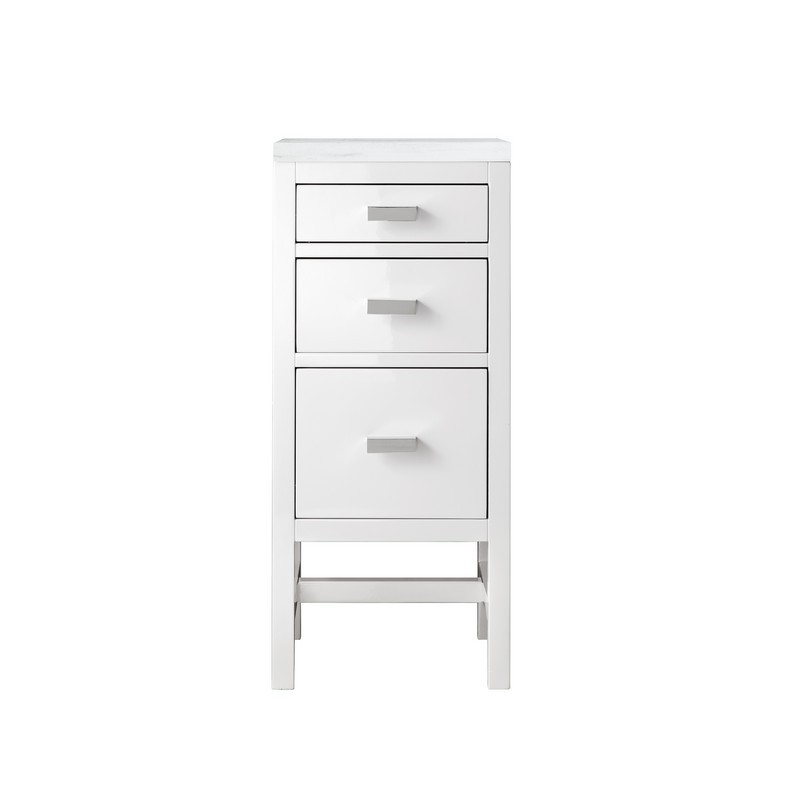 JAMES MARTIN E444-BC15-GW-3AF ADDISON 15 INCH BASE CABINET WITH DRAWERS IN GLOSSY WHITE WITH 3 CM ARCTIC FALL SOLID SURFACE TOP