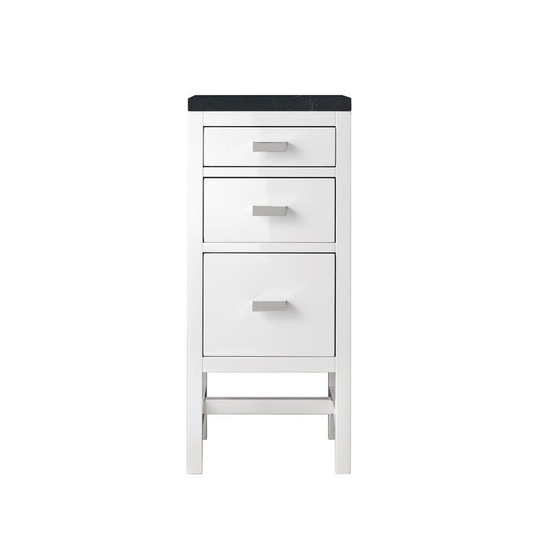 JAMES MARTIN E444-BC15-GW-3CSP ADDISON 15 INCH BASE CABINET WITH DRAWERS IN GLOSSY WHITE WITH 3 CM CHARCOAL SOAPSTONE QUARTZ TOP