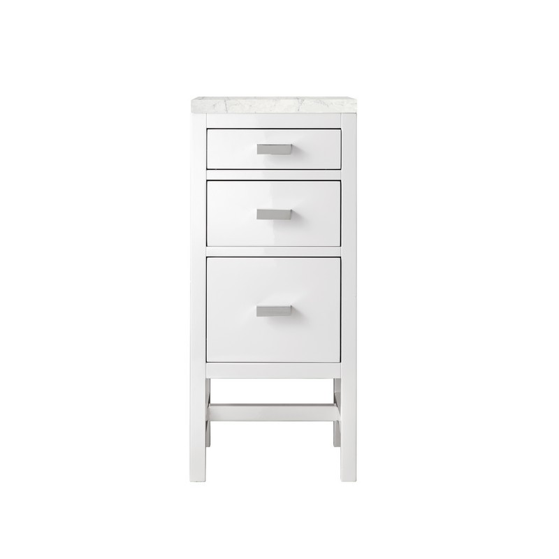JAMES MARTIN E444-BC15-GW-3EJP ADDISON 15 INCH BASE CABINET WITH DRAWERS IN GLOSSY WHITE WITH 3 CM ETERNAL JASMINE PEARL QUARTZ TOP