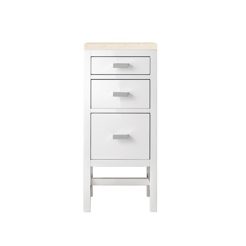 JAMES MARTIN E444-BC15-GW-3EMR ADDISON 15 INCH BASE CABINET WITH DRAWERS IN GLOSSY WHITE WITH 3 CM ETERNAL MARFIL TOP