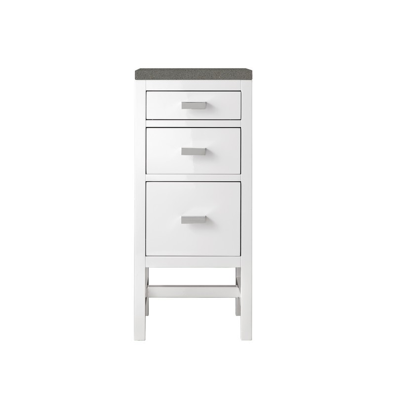 JAMES MARTIN E444-BC15-GW-3GEX ADDISON 15 INCH BASE CABINET WITH DRAWERS IN GLOSSY WHITE WITH 3 CM GREY EXPO QUARTZ TOP