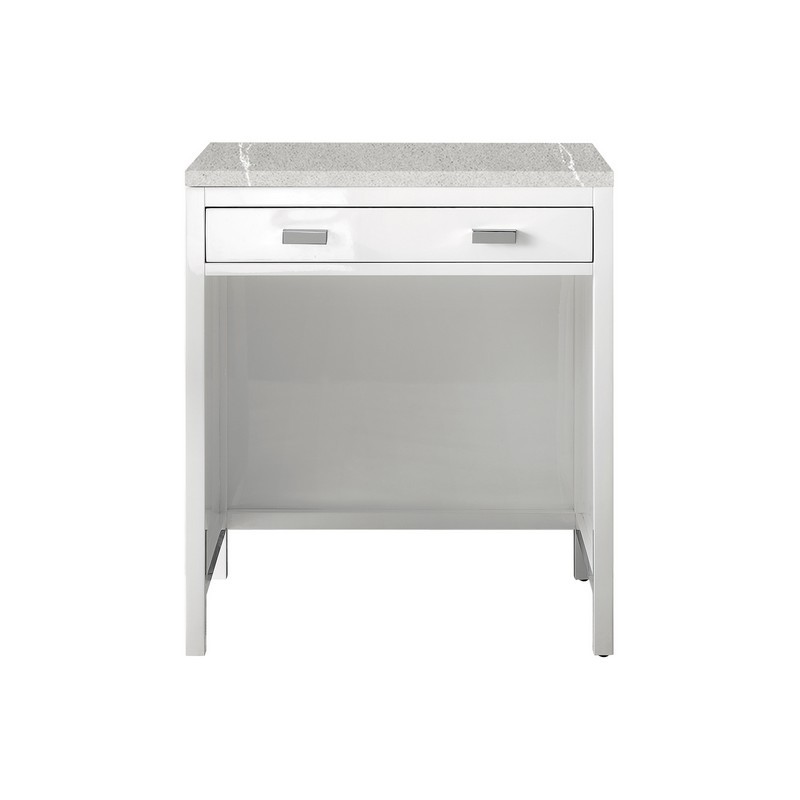 JAMES MARTIN E444-CU30-GW-3ESR ADDISON 30 INCH FREE-STANDING COUNTERTOP UNIT (MAKEUP COUNTER) IN GLOSSY WHITE WITH 3 CM ETERNAL SERENA TOP
