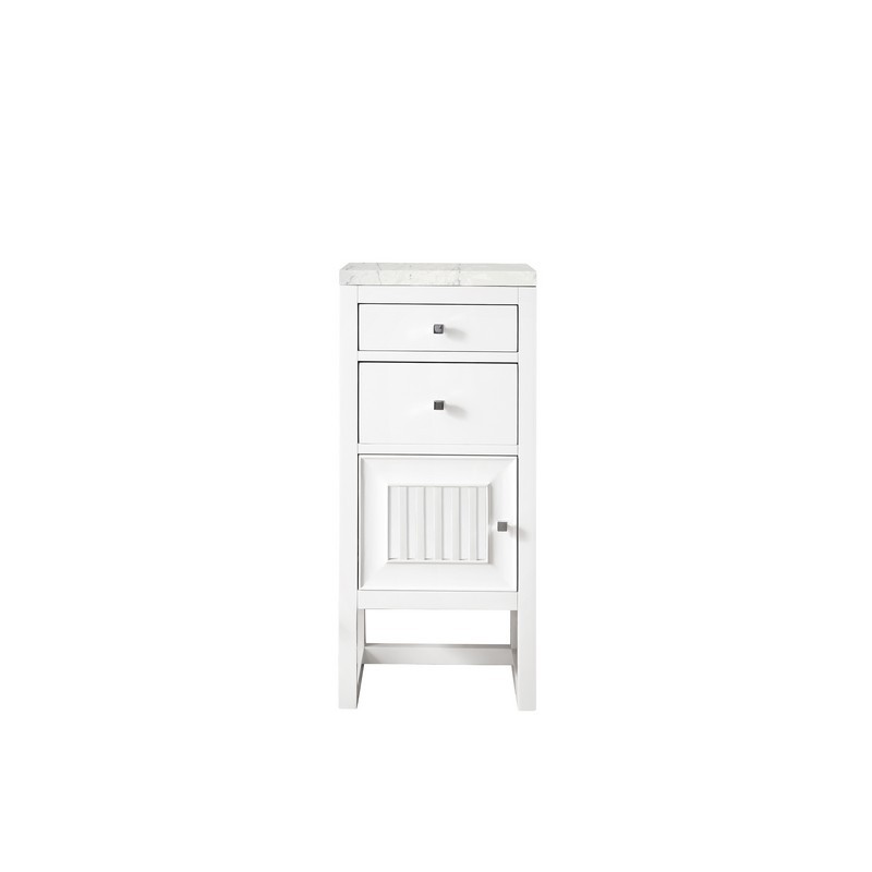 JAMES MARTIN E645-B15L-GW-3EJP ATHENS 15 INCH CABINET WITH DRAWERS AND DOOR IN GLOSSY WHITE WITH 3 CM ETERNAL JASMINE PEARL QUARTZ TOP