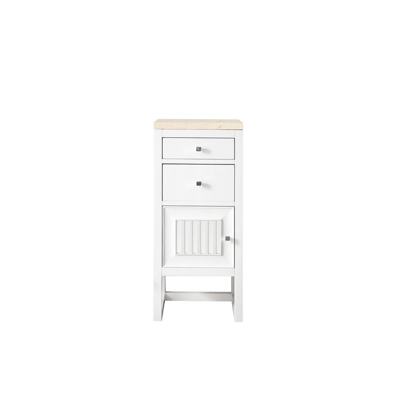 JAMES MARTIN E645-B15L-GW-3EMR ATHENS 15 INCH CABINET WITH DRAWERS AND DOOR IN GLOSSY WHITE WITH 3 CM ETERNAL MARFIL TOP