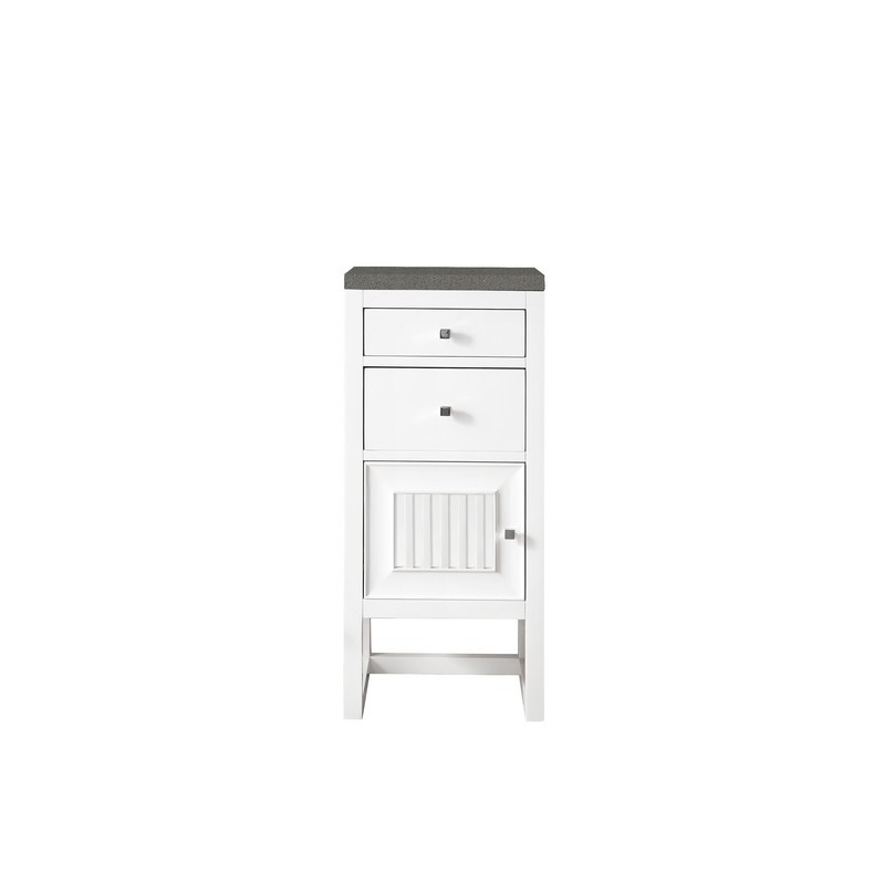JAMES MARTIN E645-B15L-GW-3GEX ATHENS 15 INCH CABINET WITH DRAWERS AND DOOR IN GLOSSY WHITE WITH 3 CM GREY EXPO QUARTZ TOP
