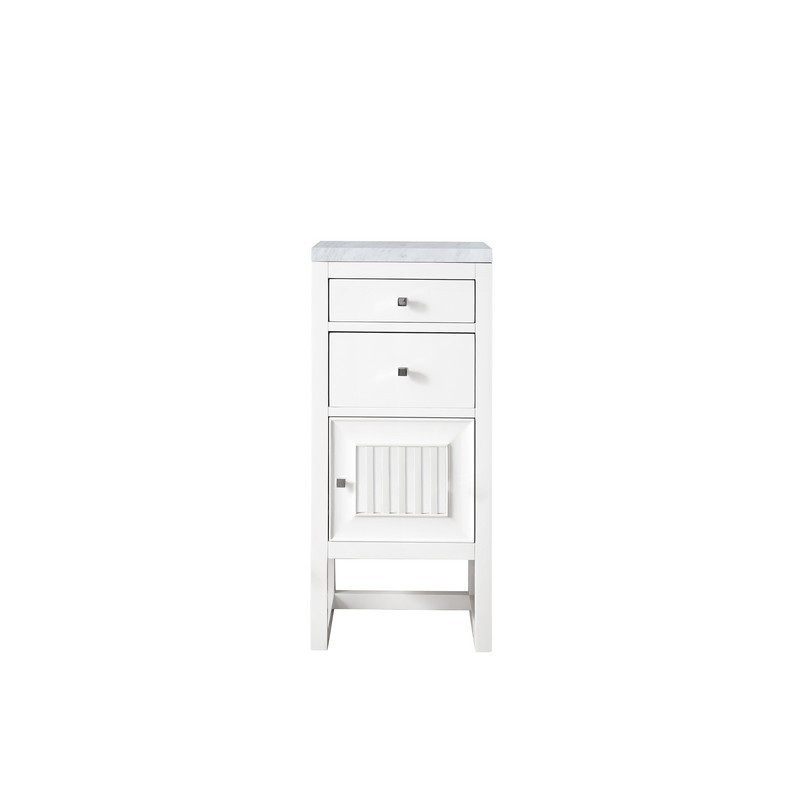 JAMES MARTIN E645-B15R-GW-3CAR ATHENS 15 INCH CABINET WITH DRAWERS AND DOOR IN GLOSSY WHITE WITH 3 CM CARRARA MARBLE TOP
