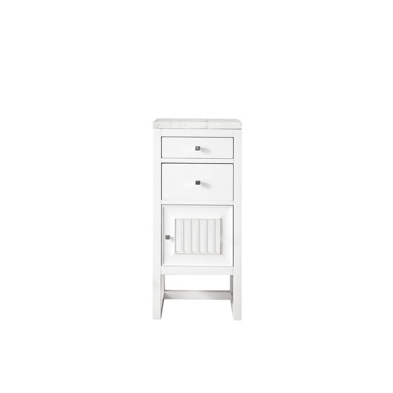 JAMES MARTIN E645-B15R-GW-3EJP ATHENS 15 INCH CABINET WITH DRAWERS AND DOOR IN GLOSSY WHITE WITH 3 CM ETERNAL JASMINE PEARL QUARTZ TOP