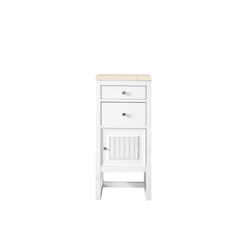 JAMES MARTIN E645-B15R-GW-3EMR ATHENS 15 INCH CABINET WITH DRAWERS AND DOOR IN GLOSSY WHITE WITH 3 CM ETERNAL MARFIL TOP