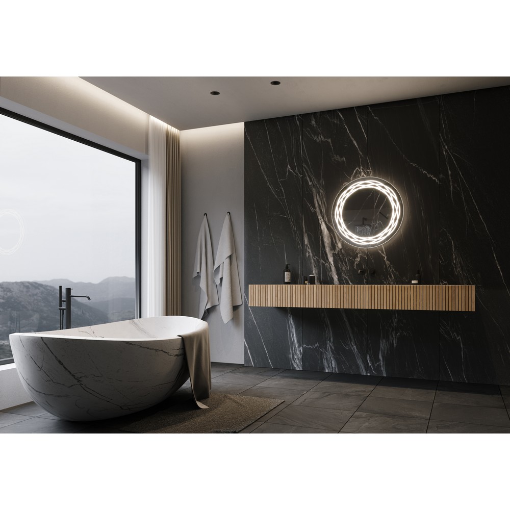 PARIS MIRROR SALVR30306000 SERENE 30 W X 30 H INCH NON DIMMABLE ROUND BACKLIT LED BATHROOM MIRROR WITH EXTENDED FROSTING