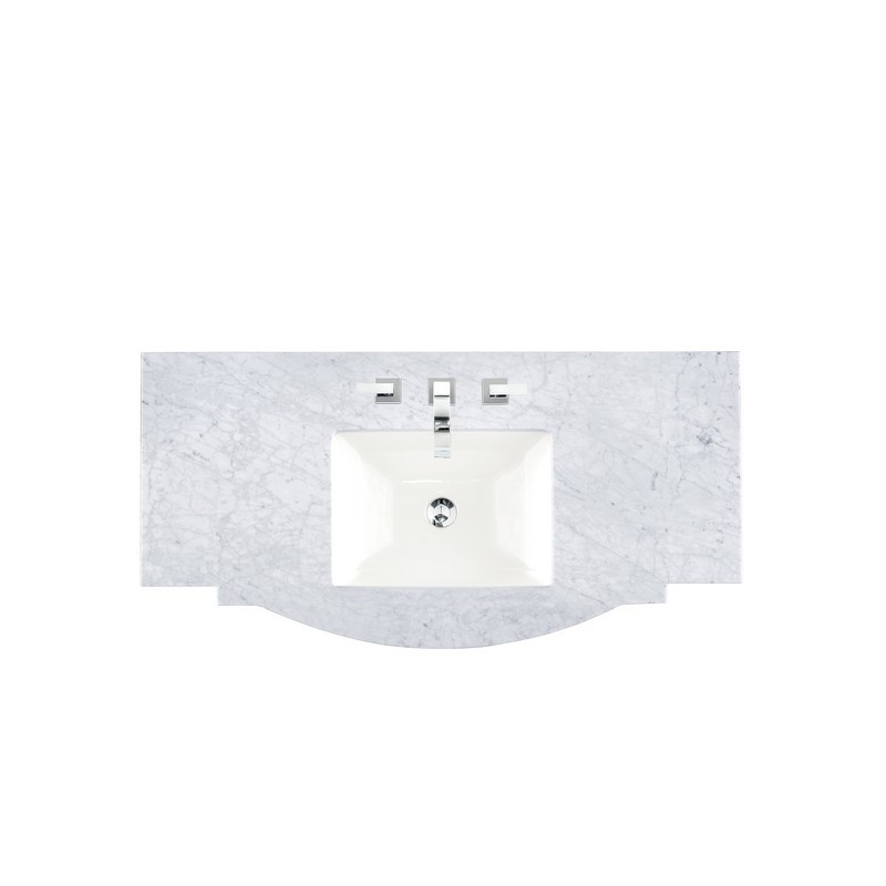JAMES MARTIN 090-S46R-CAR-SNK 46 INCH SINGLE 3 CM TOP IN CARRARA WHITE WITH SINK