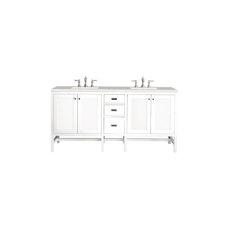 JAMES MARTIN E444-V72-GW-3ESR ADDISON 72 INCH DOUBLE VANITY CABINET IN GLOSSY WHITE WITH 3 CM ETERNAL SERENA TOP