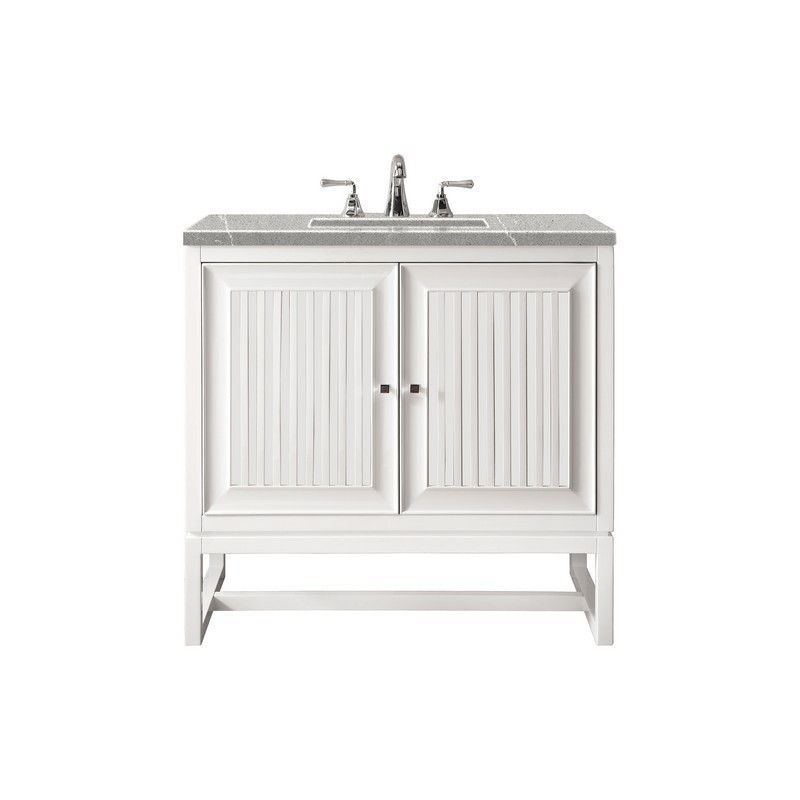 JAMES MARTIN E645-V30-GW-3ESR ATHENS 30 INCH SINGLE VANITY CABINET IN GLOSSY WHITE WITH 3 CM ETERNAL SERENA TOP