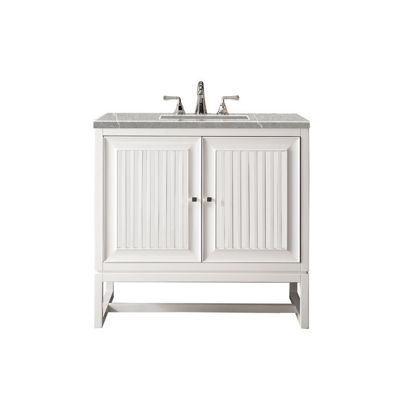 JAMES MARTIN E645-V36-GW-3ESR ATHENS 36 INCH SINGLE VANITY CABINET IN GLOSSY WHITE WITH 3 CM ETERNAL SERENA TOP