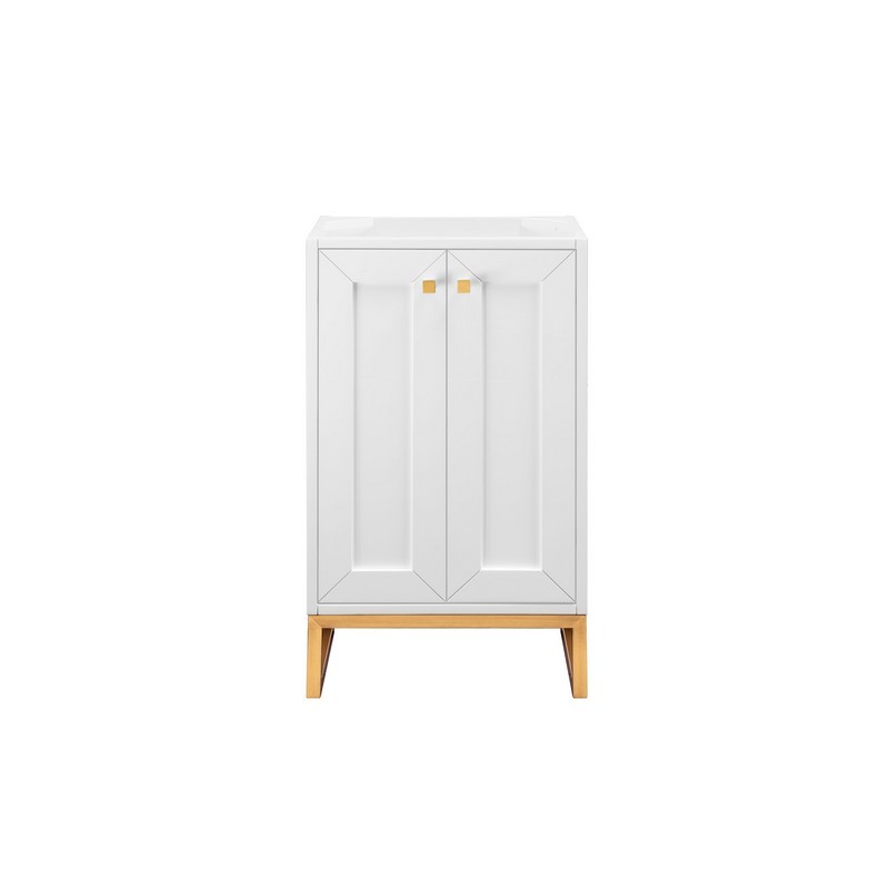 JAMES MARTIN E303-V20-GW-RGD CHIANTI 20 INCH SINGLE VANITY CABINET IN GLOSSY WHITE AND RADIANT GOLD