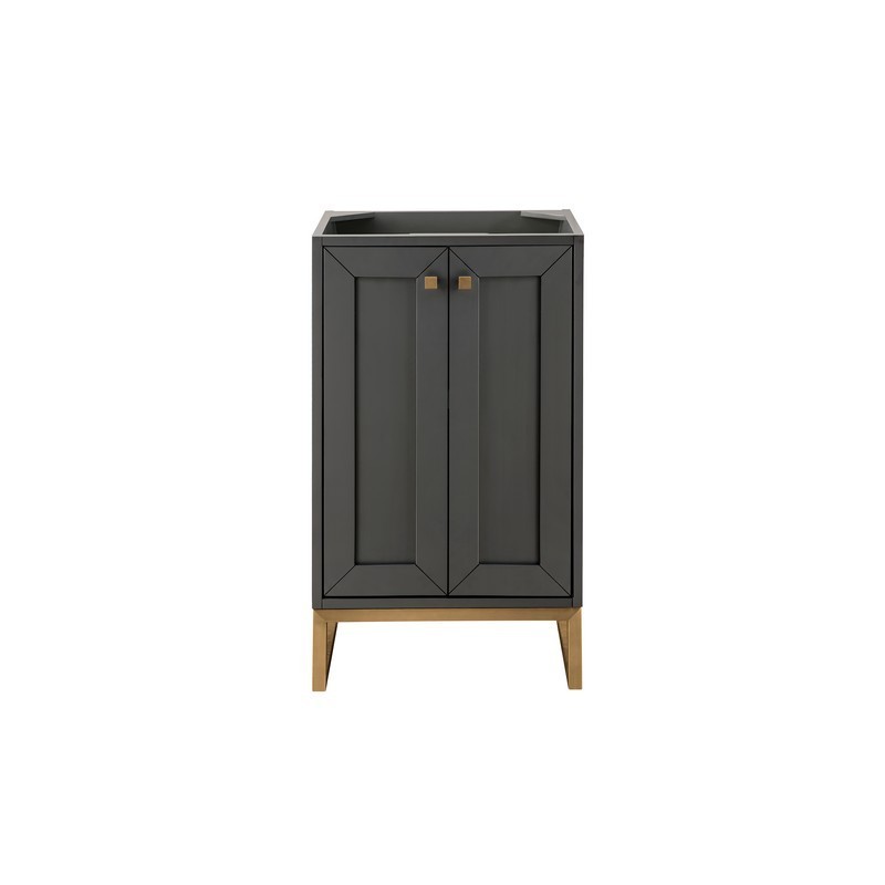 JAMES MARTIN E303-V20-MG-RGD CHIANTI 20 INCH SINGLE VANITY CABINET IN MINERAL GREY AND RADIANT GOLD