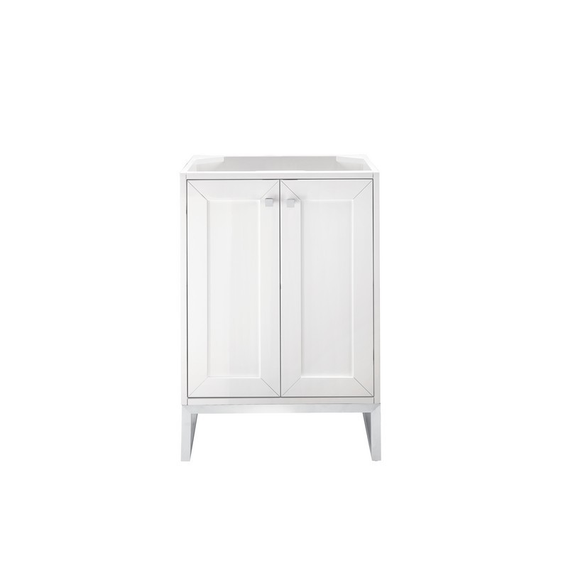 JAMES MARTIN E303-V24-GW-BNK CHIANTI 24 INCH SINGLE VANITY CABINET IN GLOSSY WHITE AND BRUSHED NICKEL