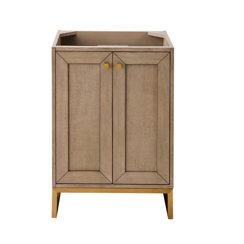 JAMES MARTIN E303-V24-WW-RGD CHIANTI 24 INCH SINGLE VANITY CABINET IN WHITEWASHED WALNUT AND RADIANT GOLD